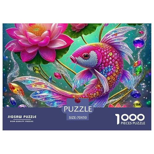 Koi Fisch Puzzles 1000 Teile Schwer Puzzle Spielzeug Lernspiel Impossible Herausforderungsspielzeug Für Erwachsene Kinder 70x50cm/1000pcs von OWBASKPOZ