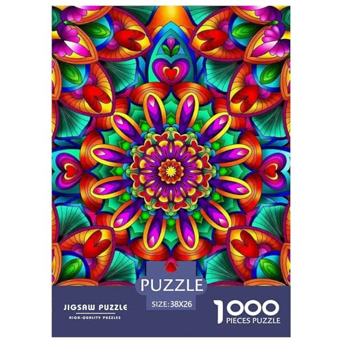 Mandala Blume Puzzle 1000 Teile Schwer Puzzle Spielzeug Lernspiel Impossible Herausforderung Spielzeug Für Erwachsene Kinder 38x26cm/1000pcs von OWBASKPOZ
