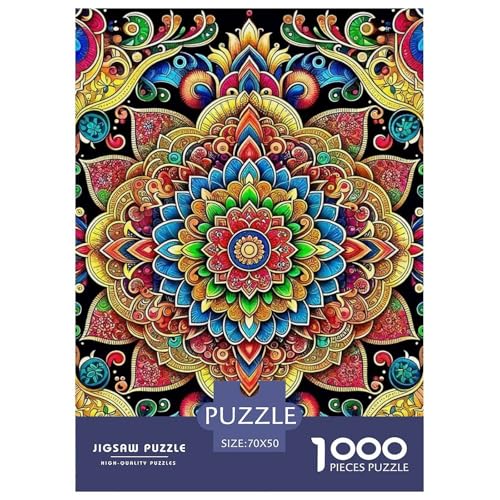 Mandala Blume Puzzle 1000 Teile Schwer Puzzle Spielzeug Lernspiel Impossible Herausforderung Spielzeug Für Erwachsene Kinder 70x50cm/1000pcs von OWBASKPOZ