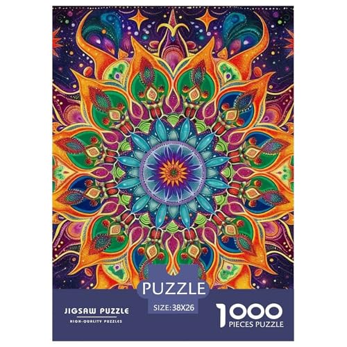 Mandala Blume Puzzle 1000 Teile Schwer Puzzle Spielzeug Lernspiel Impossible Herausforderung Spielzeug Für Erwachsene Und Kinder Ab 12 Jahren 38x26cm/1000pcs von OWBASKPOZ