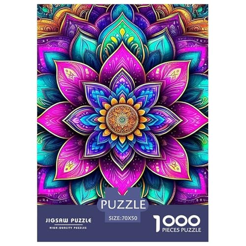 Mandala Blume Puzzle 1000 Teile Schwer Puzzle Spielzeug Lernspiel Impossible Herausforderungsspielzeug Für Erwachsene Kinder 70x50cm/1000pcs von OWBASKPOZ