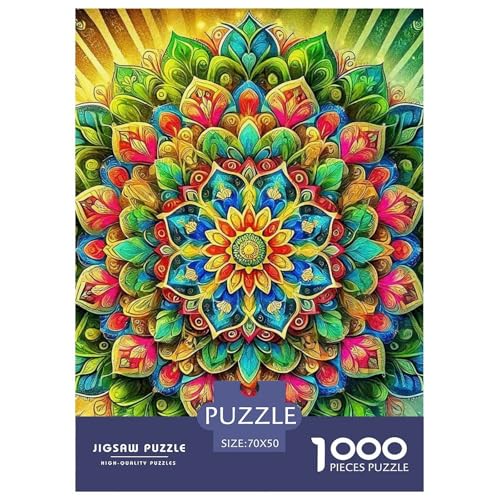Mandala Blume Puzzle 1000 Teile Schwer Puzzle Spielzeug Pädagogisches Spiel Impossible Herausforderungsspielzeug Für Erwachsene Kinder 70x50cm/1000pcs von OWBASKPOZ