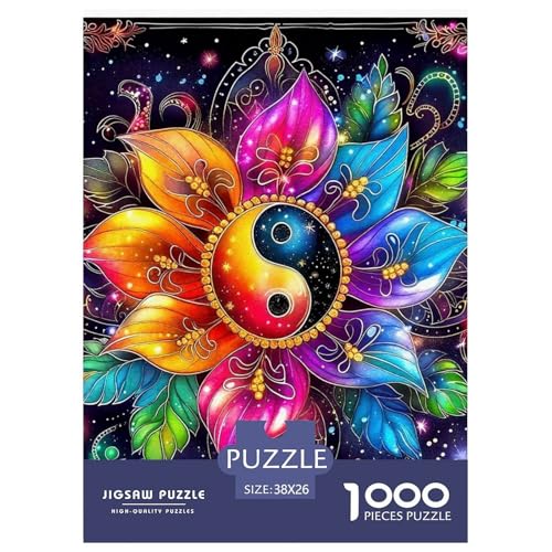 Mandala Blume Puzzle 1000 Teile Schwer Puzzle Spielzeug Pädagogisches Spiel Impossible Herausforderungsspielzeug Für Erwachsene Und Kinder Ab 12 Jahren 38x26cm/1000pcs von OWBASKPOZ