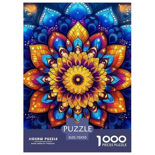 Mandala Blume Puzzle 1000 Teile Schwer Puzzle Spielzeug Pädagogisches Spiel Impossible Herausforderungsspielzeug Für Erwachsene Und Kinder Ab 14 Jahren 70x50cm/1000pcs von OWBASKPOZ