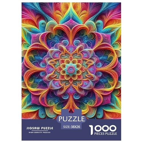 Mandala Blume Puzzle 1000-teilige Schwer Puzzle Spielzeug Lernspiel Impossible Herausforderung Spielzeug Für Erwachsene Kinder 38x26cm/1000pcs von OWBASKPOZ