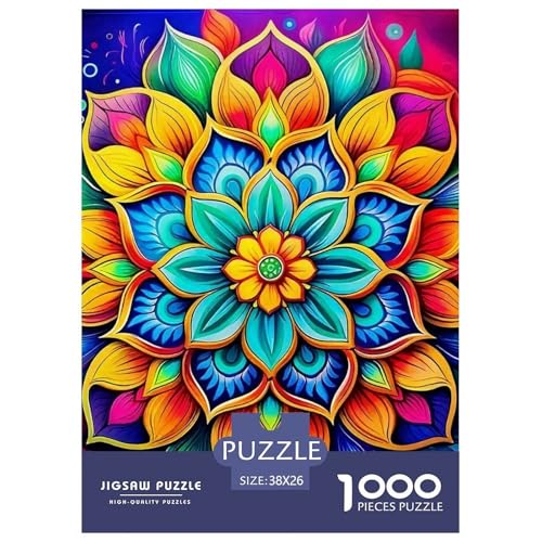 Mandala Blume Puzzle 1000-teilige Schwer Puzzle Spielzeug Pädagogisches Spiel Impossible Herausforderungsspielzeug Für Erwachsene Kinder 38x26cm/1000pcs von OWBASKPOZ