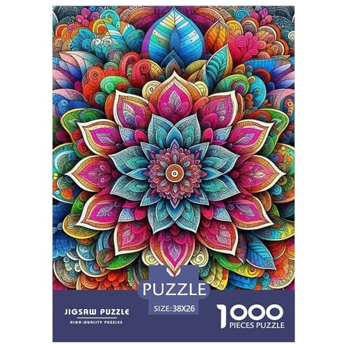 Mandala Blume Puzzles 1000 Teile Schwer Puzzle Spielzeug Lernspiel Impossible Herausforderung Spielzeug Für Erwachsene Kinder 38x26cm/1000pcs von OWBASKPOZ