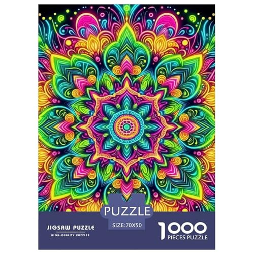 Mandala Blume Puzzles 1000 Teile Schwer Puzzle Spielzeug Pädagogisches Spiel Impossible Herausforderung Spielzeug Für Erwachsene Und Kinder Ab 12 Jahren 70x50cm/1000pcs von OWBASKPOZ