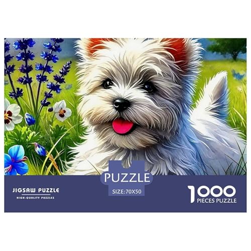 Netter Hund Puzzle 1000 Teile Schwer Puzzle Spielzeug Lernspiel Impossible Herausforderung Spielzeug Für Erwachsene Und Kinder in Bewährter 70x50cm/1000pcs von OWBASKPOZ