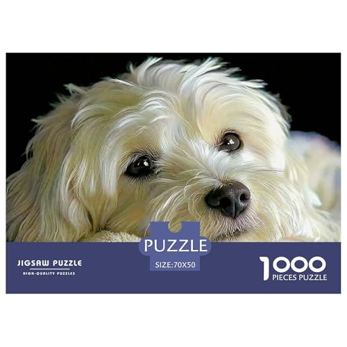 Netter Hund Puzzle 1000 Teile Schwer Puzzle Spielzeug Lernspiel Impossible Herausforderungsspielzeug Für Erwachsene Kinder 70x50cm/1000pcs von OWBASKPOZ