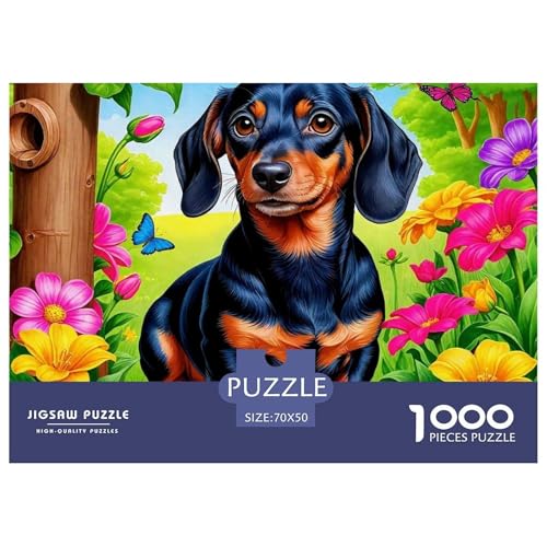 Netter Hund Puzzle 1000 Teile Schwer Puzzle Spielzeug Lernspiel Impossible Herausforderungsspielzeug Für Erwachsene Kinder 70x50cm/1000pcs von OWBASKPOZ
