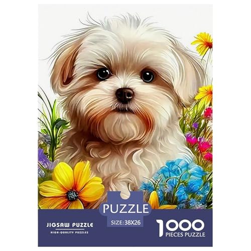 Netter Hund Puzzle 1000-teilige Schwer Puzzle Spielzeug Lernspiel Impossible Herausforderung Spielzeug Für Erwachsene Kinder 38x26cm/1000pcs von OWBASKPOZ