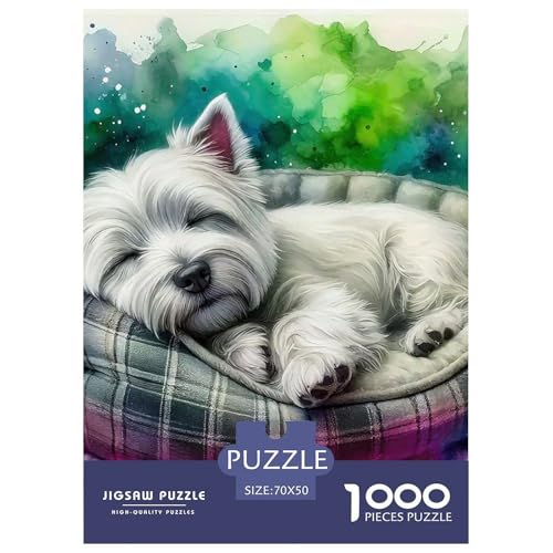 Netter Hund Puzzle 1000-teilige Schwer Puzzle Spielzeug Lernspiel Impossible Herausforderungsspielzeug Für Erwachsene Kinder 70x50cm/1000pcs von OWBASKPOZ