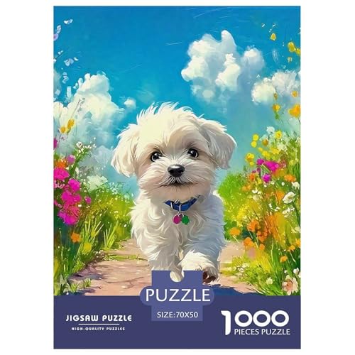 Netter Hund Puzzle 1000-teilige Schwer Puzzle Spielzeug Pädagogisches Spiel Impossible Herausforderung Spielzeug Für Erwachsene Und Kinder Ab 12 Jahren 70x50cm/1000pcs von OWBASKPOZ
