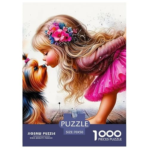 Netter Hund Puzzle 1000-teilige Schwer Puzzle Spielzeug Pädagogisches Spiel Impossible Herausforderungsspielzeug Für Erwachsene Kinder 70x50cm/1000pcs von OWBASKPOZ