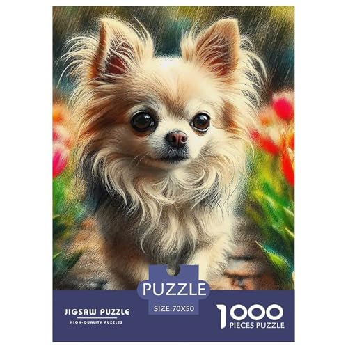 Netter Hund Puzzle 1000-teilige Schwer Puzzle Spielzeug Pädagogisches Spiel Impossible Herausforderungsspielzeug Für Erwachsene Kinder 70x50cm/1000pcs von OWBASKPOZ