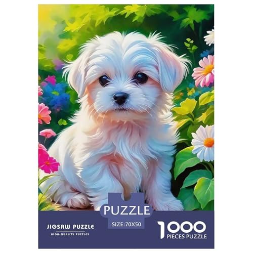 Netter Hund Puzzle 1000-teilige Schwer Puzzle Spielzeug Pädagogisches Spiel Impossible Herausforderungsspielzeug Für Erwachsene Kinder 70x50cm/1000pcs von OWBASKPOZ