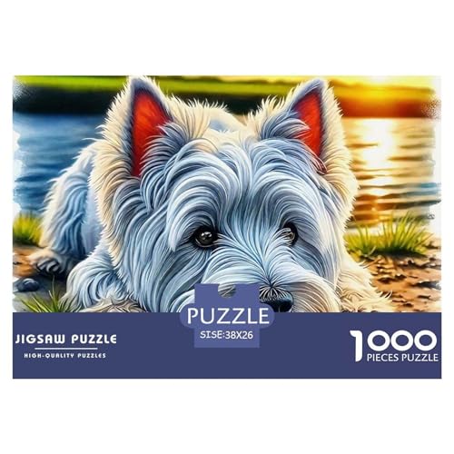 Netter Hund Puzzles 1000 Teile Schwer Puzzle Spielzeug Lernspiel Impossible Herausforderungsspielzeug Für Erwachsene Kinder 38x26cm/1000pcs von OWBASKPOZ