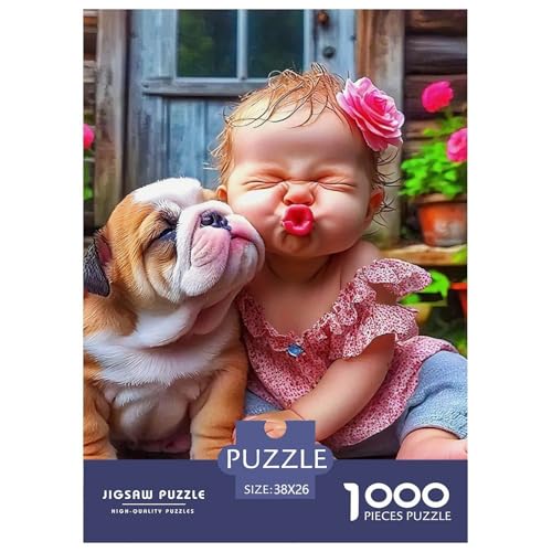 Netter Hund Puzzles 1000 Teile Schwer Puzzle Spielzeug Pädagogisches Spiel Impossible Herausforderungsspielzeug Für Erwachsene Und Kinder Ab 12 Jahren 38x26cm/1000pcs von OWBASKPOZ