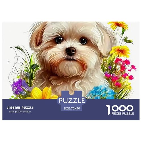 Netter Hund Puzzles 1000-teilige Schwer Puzzle Spielzeug Lernspiel Impossible Herausforderungsspielzeug Für Erwachsene Und Kinder in Bewährter 70x50cm/1000pcs von OWBASKPOZ