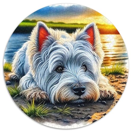 Netter Hund1000 Circular Puzzle Schwieriges PuzzleStressabbau-Spielzeug Für Erwachsene Kinder1000pcs (67.5x67.5cm) von OWBASKPOZ