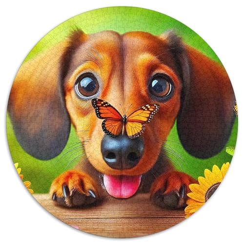 Netter HundPuzzle 1000 Teile Erwachsene Und Kinder Puzzles-Geschenk RundesRätsel Puzzel Game1000pcs (67.5x67.5cm) von OWBASKPOZ