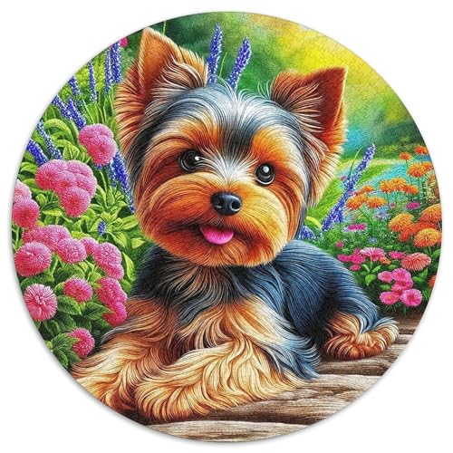 Netter HundRundes Puzzle Rund,Puzzles 1000 Teile Für Kreative Erwachsene Und KinderPuzzl Stressfreisetzung Spielzeug1000pcs (67.5x67.5cm) von OWBASKPOZ