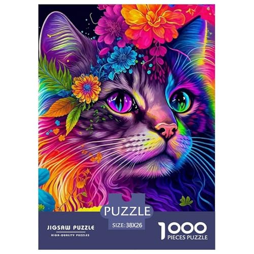 Niedliche Katze Puzzle 1000 Teile Schwer Puzzle Spielzeug Lernspiel Impossible Herausforderung Spielzeug Für Erwachsene Kinder 38x26cm/1000pcs von OWBASKPOZ