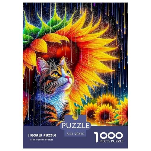 Niedliche Katze Puzzle 1000 Teile Schwer Puzzle Spielzeug Lernspiel Impossible Herausforderung Spielzeug Für Erwachsene Und Kinder Ab 12 Jahren 70x50cm/1000pcs von OWBASKPOZ