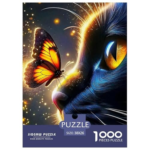 Niedliche Katze Puzzle 1000 Teile Schwer Puzzle Spielzeug Lernspiel Impossible Herausforderungsspielzeug Für Erwachsene Kinder 38x26cm/1000pcs von OWBASKPOZ