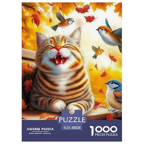 Niedliche Katze Puzzle 1000 Teile Schwer Puzzle Spielzeug Lernspiel Impossible Herausforderungsspielzeug Für Erwachsene Kinder 38x26cm/1000pcs von OWBASKPOZ