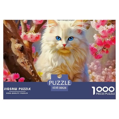 Niedliche Katze Puzzle 1000 Teile Schwer Puzzle Spielzeug Lernspiel Impossible Herausforderungsspielzeug Für Erwachsene Kinder 38x26cm/1000pcs von OWBASKPOZ