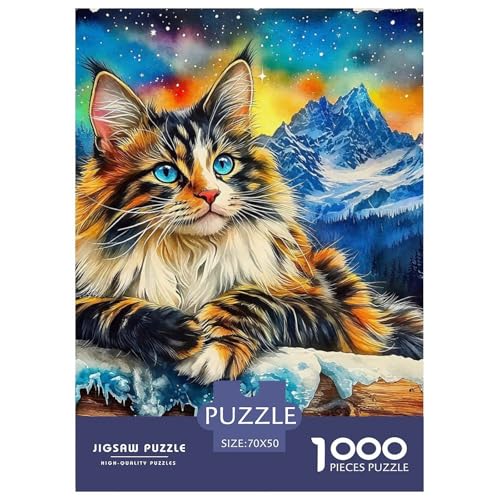 Niedliche Katze Puzzle 1000 Teile Schwer Puzzle Spielzeug Lernspiel Impossible Herausforderungsspielzeug Für Erwachsene Kinder 70x50cm/1000pcs von OWBASKPOZ
