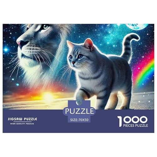 Niedliche Katze Puzzle 1000 Teile Schwer Puzzle Spielzeug Lernspiel Impossible Herausforderungsspielzeug Für Erwachsene Kinder 70x50cm/1000pcs von OWBASKPOZ