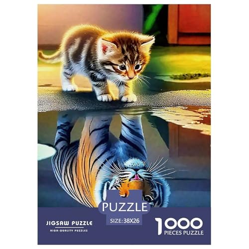 Niedliche Katze Puzzle 1000 Teile Schwer Puzzle Spielzeug Lernspiel Impossible Herausforderungsspielzeug Für Erwachsene Und Kinder Ab 14 Jahren 38x26cm/1000pcs von OWBASKPOZ