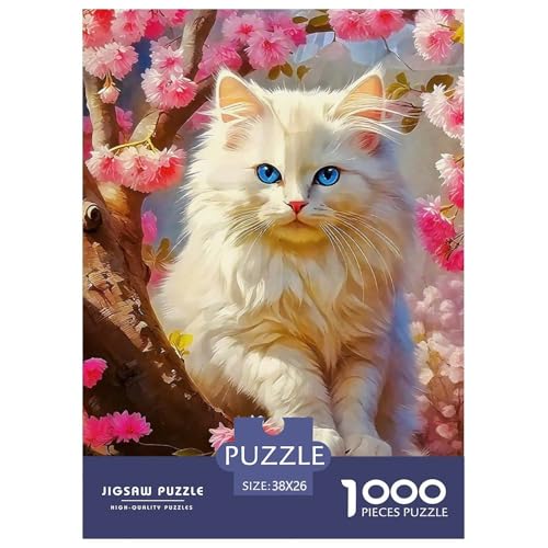 Niedliche Katze Puzzle 1000 Teile Schwer Puzzle Spielzeug Pädagogisches Spiel Impossible Herausforderung Spielzeug Für Erwachsene Kinder 38x26cm/1000pcs von OWBASKPOZ