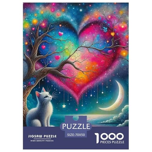 Niedliche Katze Puzzle 1000 Teile Schwer Puzzle Spielzeug Pädagogisches Spiel Impossible Herausforderungsspielzeug Für Erwachsene Kinder 70x50cm/1000pcs von OWBASKPOZ