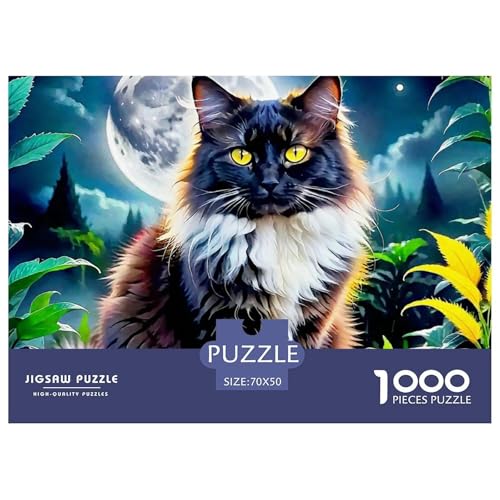 Niedliche Katze Puzzle 1000 Teile Schwer Puzzle Spielzeug Pädagogisches Spiel Impossible Herausforderungsspielzeug Für Erwachsene Kinder 70x50cm/1000pcs von OWBASKPOZ