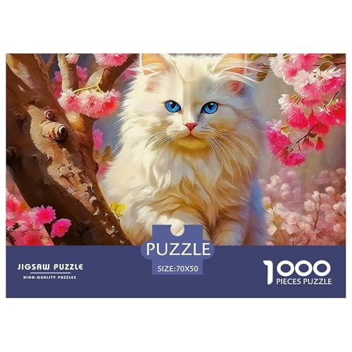 Niedliche Katze Puzzle 1000 Teile Schwer Puzzle Spielzeug Pädagogisches Spiel Impossible Herausforderungsspielzeug Für Erwachsene Kinder 70x50cm/1000pcs von OWBASKPOZ