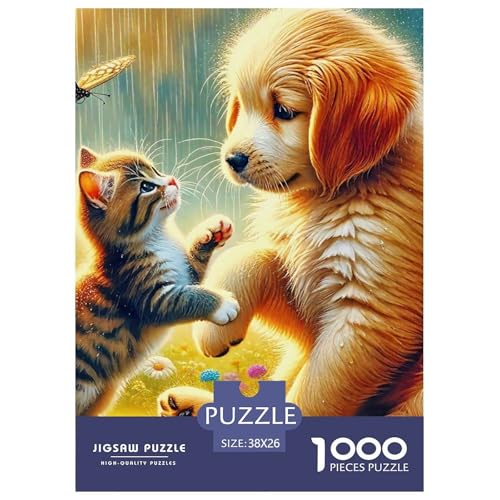 Niedliche Katze Puzzle 1000-teilige Schwer Puzzle Spielzeug Lernspiel Impossible Herausforderung Spielzeug Für Erwachsene Kinder 38x26cm/1000pcs von OWBASKPOZ