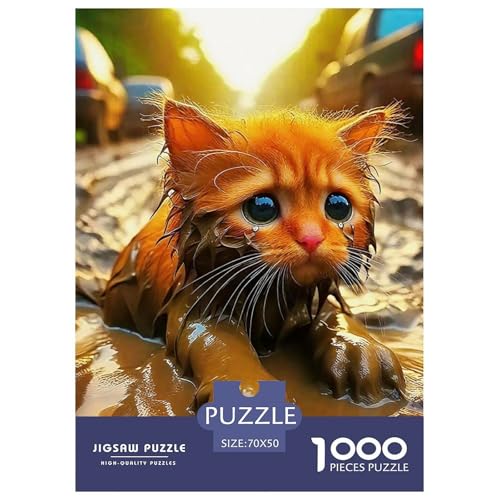 Niedliche Katze Puzzle 1000-teilige Schwer Puzzle Spielzeug Lernspiel Impossible Herausforderung Spielzeug Für Erwachsene Kinder 70x50cm/1000pcs von OWBASKPOZ
