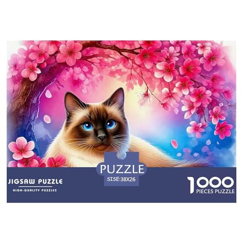 Niedliche Katze Puzzle 1000-teilige Schwer Puzzle Spielzeug Lernspiel Impossible Herausforderung Spielzeug Für Erwachsene Und Kinder Ab 12 Jahren 38x26cm/1000pcs von OWBASKPOZ