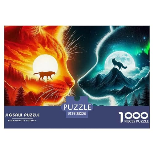 Niedliche Katze Puzzle 1000-teilige Schwer Puzzle Spielzeug Lernspiel Impossible Herausforderung Spielzeug Für Erwachsene Und Kinder Ab 12 Jahren 38x26cm/1000pcs von OWBASKPOZ
