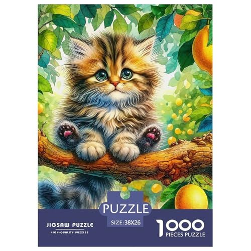 Niedliche Katze Puzzle 1000-teilige Schwer Puzzle Spielzeug Lernspiel Impossible Herausforderung Spielzeug Für Erwachsene Und Kinder Ab 14 Jahren 38x26cm/1000pcs von OWBASKPOZ