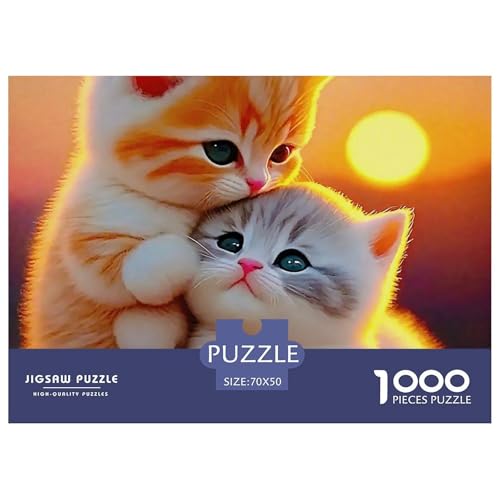 Niedliche Katze Puzzle 1000-teilige Schwer Puzzle Spielzeug Lernspiel Impossible Herausforderung Spielzeug Für Erwachsene Und Kinder in Bewährter 70x50cm/1000pcs von OWBASKPOZ