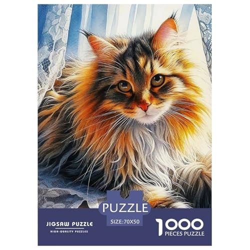 Niedliche Katze Puzzle 1000-teilige Schwer Puzzle Spielzeug Pädagogisches Spiel Impossible Herausforderung Spielzeug Für Erwachsene Und Kinder Ab 12 Jahren 70x50cm/1000pcs von OWBASKPOZ