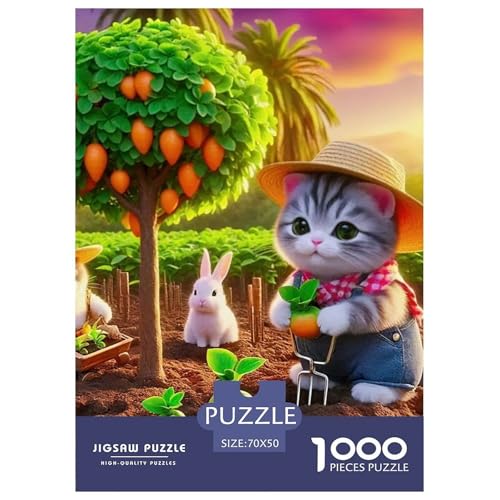 Niedliche Katze Puzzle 1000-teilige Schwer Puzzle Spielzeug Pädagogisches Spiel Impossible Herausforderung Spielzeug Für Erwachsene Und Kinder Ab 14 Jahren 70x50cm/1000pcs von OWBASKPOZ