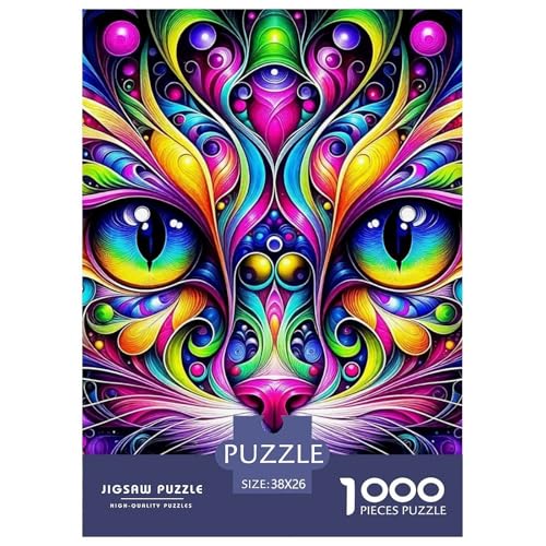 Niedliche Katze Puzzle 1000-teilige Schwer Puzzle Spielzeug Pädagogisches Spiel Impossible Herausforderungsspielzeug Für Erwachsene Kinder 38x26cm/1000pcs von OWBASKPOZ