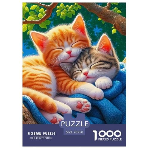 Niedliche Katze Puzzle 1000-teilige Schwer Puzzle Spielzeug Pädagogisches Spiel Impossible Herausforderungsspielzeug Für Erwachsene Kinder 70x50cm/1000pcs von OWBASKPOZ