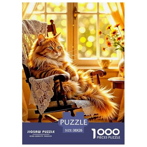 Niedliche Katze Puzzles 1000 Teile Schwer Puzzle Spielzeug Lernspiel Impossible Herausforderung Spielzeug Für Erwachsene Kinder 38x26cm/1000pcs von OWBASKPOZ